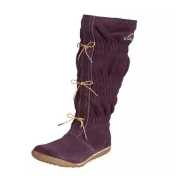 Sorel Firenzy Boots Water Resistant Suede Wool Lined Snow Lace Up Purple 8.5 - Picture 1 of 8